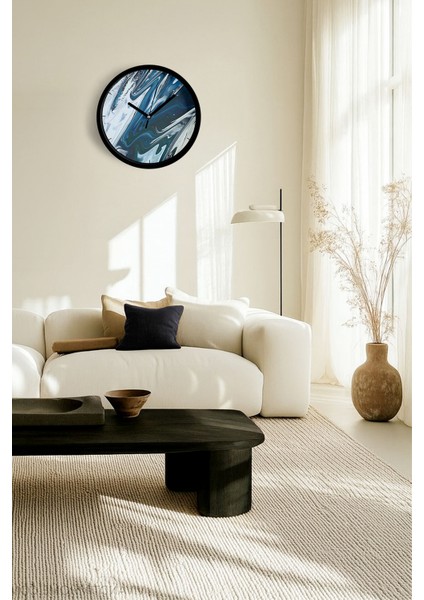 Soyut Tasarım Modern Duvar Saati - 25CM - Önü Camlı Siyah Kasa - Sessiz Mekanizma fiyatları