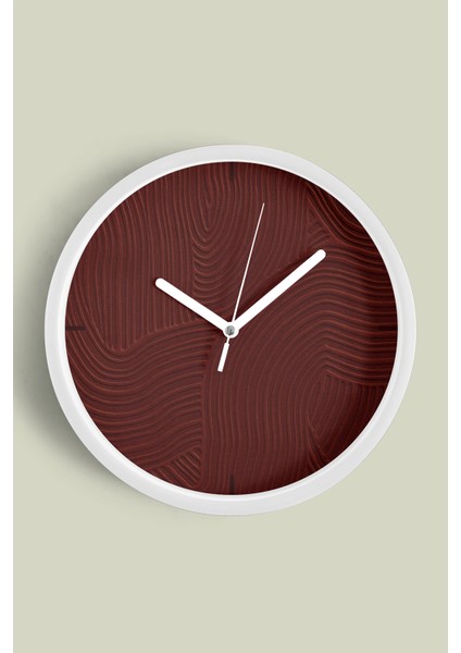 Soyut Alçı Görünümlü Modern Duvar Saati - 25CM - Önü Camlı Beyaz Kasa - Sessiz Mekanizma