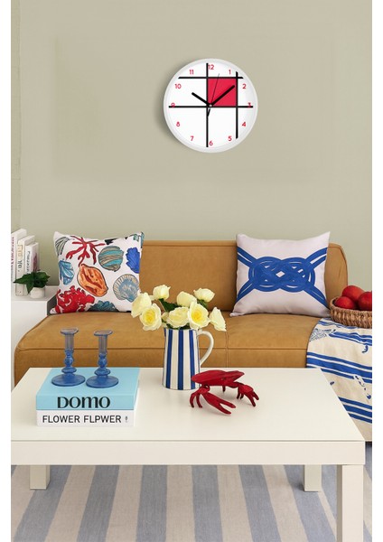 Geometrik Tasarım Modern Duvar Saati - 25CM - Önü Camlı Beyaz Kasa - Sessiz Mekanizma fiyatları