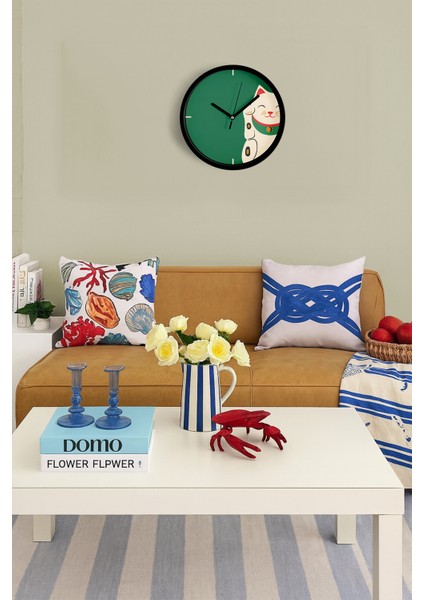 Sevimli Kedi Temalı Modern Çocuk Odası Duvar Saati - 25CM - Önü Camlı Siyah Kasa - Sessiz Mekanizma fiyatları