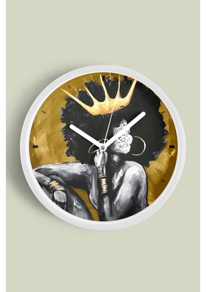 Soyut Siyahi Insan Modern Tasarım Duvar Saati - 25CM - Önü Camlı Beyaz Kasa - Sessiz Mekanizma