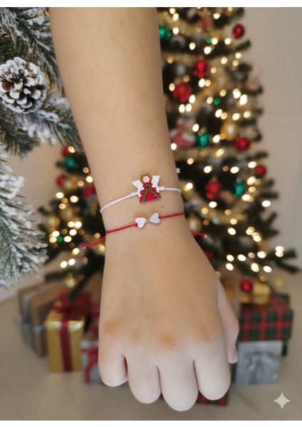 Miyuki Yeniyıl Serisi Melek ve Sedef Kalp Bileklik, Noel, Yılbaşı Hediyesi 2 Li Paket Yılbaşı Tema indirimleri