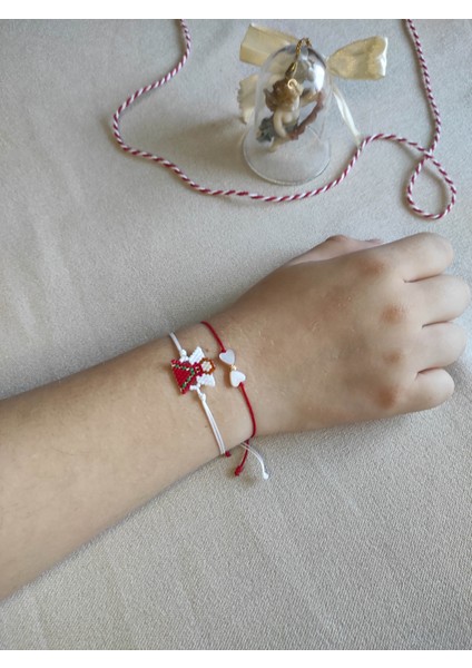 Miyuki Yeniyıl Serisi Melek ve Sedef Kalp Bileklik, Noel, Yılbaşı Hediyesi 2 Li Paket Yılbaşı Tema