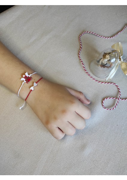 Miyuki Yeniyıl Serisi Melek ve Sedef Kalp Bileklik, Noel, Yılbaşı Hediyesi 2 Li Paket Yılbaşı Tema