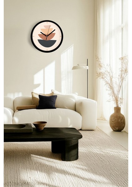 Soyut - Bohem - Geometrik Temalı Modern Duvar Saati - 25CM - Önü Camlı Siyah Kasa - Sessiz Mekanizma fiyatları