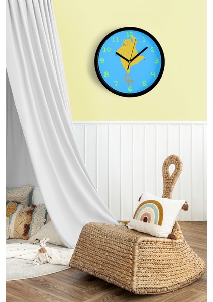 Sevimli Ayı Çocuk Odası Duvar Saati - 25CM - Önü Camlı Siyah Kasa - Sessiz Mekanizma fiyatları