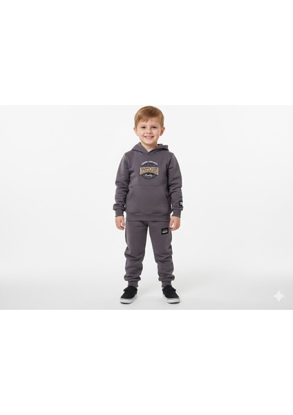 Erkek Çocuk Gri Backlsh Baskılı Kapişonlu 2'li Takım 4 Yaş