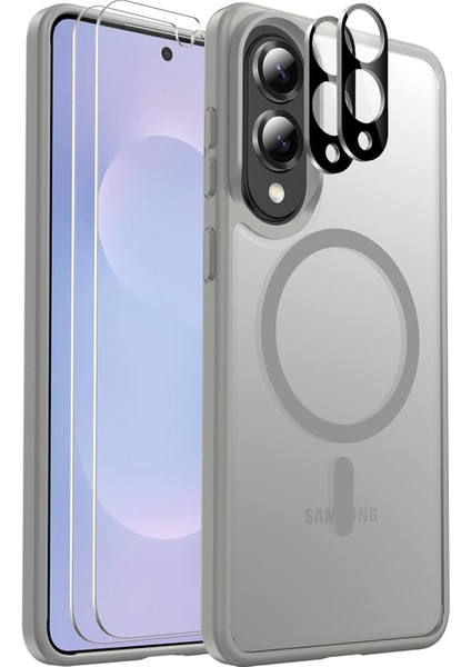 Samsung Galaxy A07 Uyumlu Kamera Lens+Ekran Koruyucu Magsafe Şarj Destekli Iz Tutmaz Mat Kapak