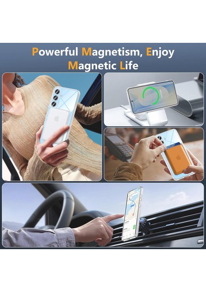 Samsung Galaxy S25 Fe Uyumlu Ekran Koruyuculu Kılıf Magsafe Sarj Destekli Sararmaz Şeffaf Kapak