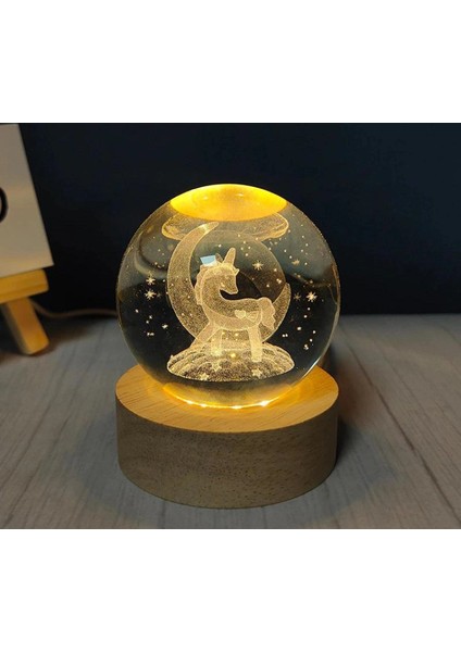 Unicorn Tasarımlı Işıklı Cam Küre Cap 6 cm Kod 54