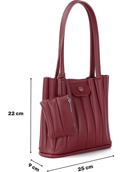 Orijinal Yeni Sezon Özel Tasarım Lüks Yumuşak Deri Mini Cüzdanlı Yavrulu El Kol ve Omuz Çantası