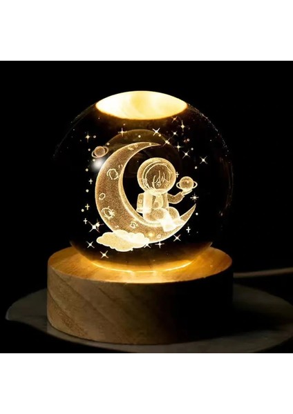 Ay Üzerinde Astronot USB Li Dekoratif Gece Lambası