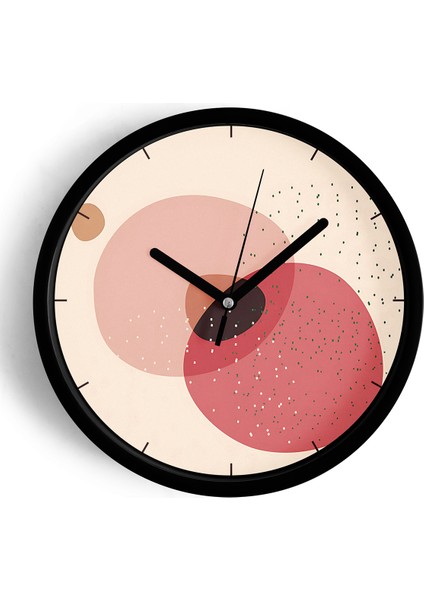 Soyut Tasarım Modern Duvar Saati - 25CM - Önü Camlı Siyah Kasa - Sessiz Mekanizma