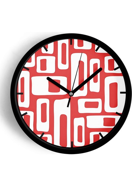 Soyut Tasarım Modern Duvar Saati - 25CM - Önü Camlı Siyah Kasa - Sessiz Mekanizma