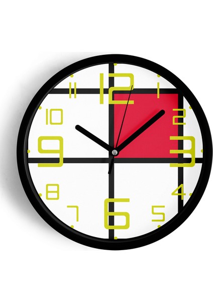 Soyut - Geometrik Temalı Modern Duvar Saati - 42CM - Önü Camlı Siyah Kasa - Sessiz Mekanizma