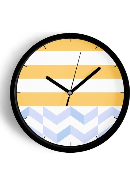 Geometrik Desenli Modern Duvar Saati - 42CM - Önü Camlı Siyah Kasa - Sessiz Mekanizma