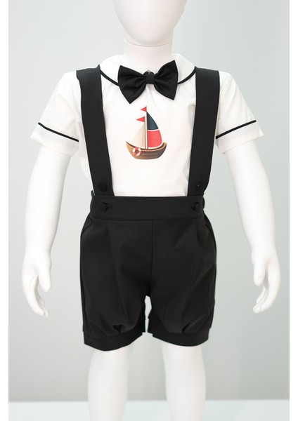 Yelkenli Baskılı Şort Salopet Takım