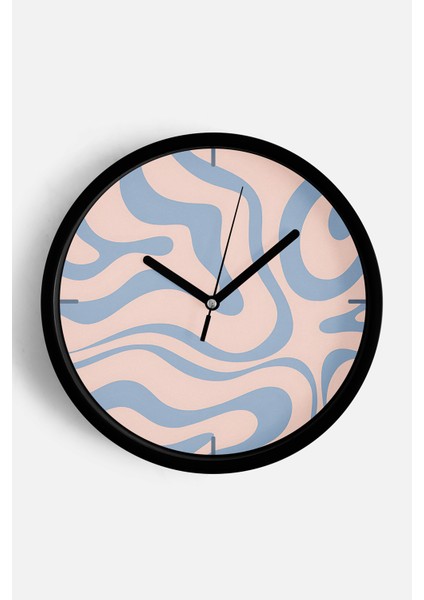 Soyut Tasarım Modern Duvar Saati - 25CM - Önü Camlı Siyah Kasa - Sessiz Mekanizma