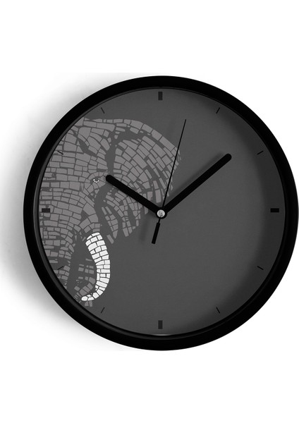 Soyut Fil Tasarım Modern Duvar Saati - 42CM - Önü Camlı Siyah Kasa - Sessiz Mekanizma