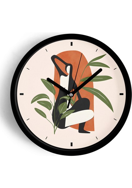 Soyut - Bohem Modern Duvar Saati - 25CM - Önü Camlı Siyah Kasa - Sessiz Mekanizma