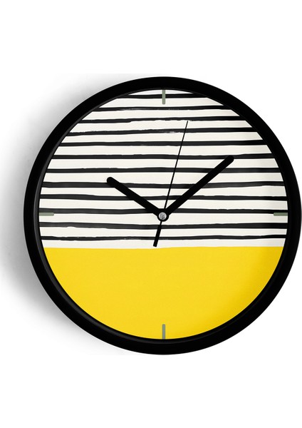 Modern Tasarım Duvar Saati - 25CM - Önü Camlı Siyah Kasa - Sessiz Mekanizma