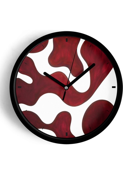 Soyut - Bohem Modern Duvar Saati - 25CM - Önü Camlı Siyah Kasa - Sessiz Mekanizma