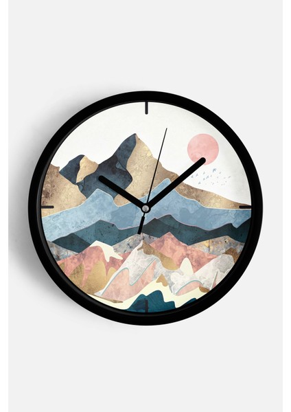 Soyut Modern Tasarım Duvar Saati - 42CM - Önü Camlı Siyah Kasa - Sessiz Mekanizma