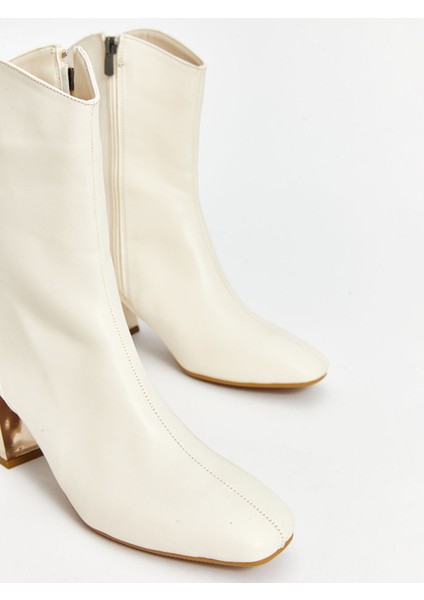 Yeni Sezon Deri Görünümlü Kadın Topuklu Bot modelleri