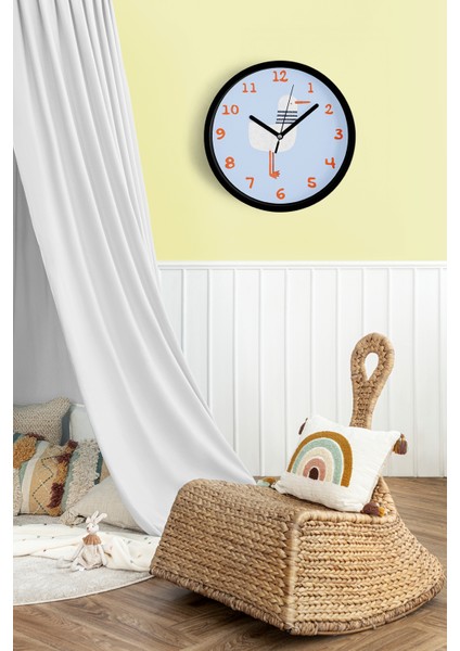 Sevimli Martı Çocuk Odası Duvar Saati - 25CM - Önü Camlı Siyah Kasa - Sessiz Mekanizma fiyatları