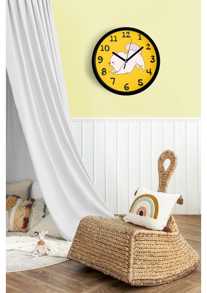 Sevimli Köpek Temalı Çocuk Odası Modern Duvar Saati - 42CM - Önü Camlı Siyah Kasa - Sessiz Mekanizma fiyatları