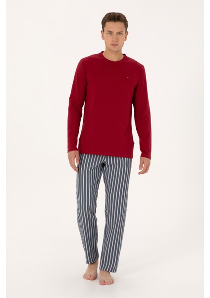 Erkek Bordo Pijama Takım 50318612-VR014 fırsatları