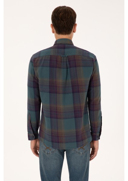 Erkek Koyu Yeşil Gömlek Desenli 50308217-VR079 indirimleri