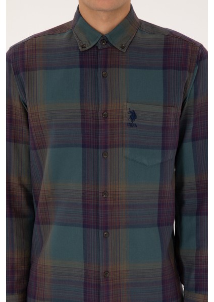 Erkek Koyu Yeşil Gömlek Desenli 50308217-VR079