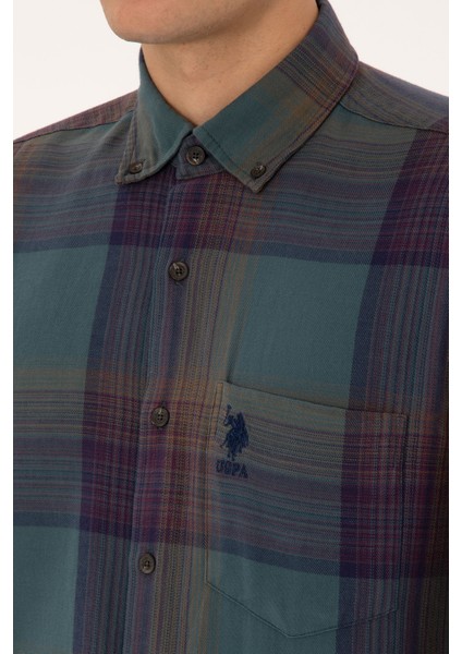 Erkek Koyu Yeşil Gömlek Desenli 50308217-VR079