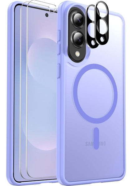 Samsung Galaxy S25 Fe Uyumlu Ekran Koruyuculu Kılıf Magsafe Sarj Destekli Kamera Çıkıntılı Mat Kapak