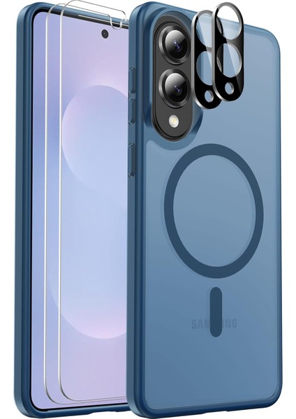 Samsung Galaxy A17 Uyumlu Ekran Koruyuculu Kılıf Magsafe Sarj Destekli Kamera Çıkıntılı Mat Kapak