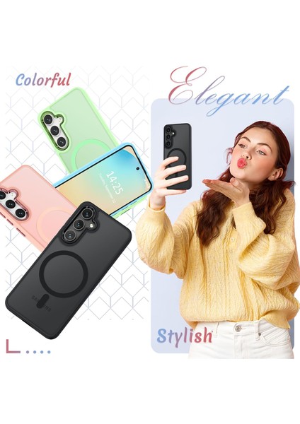 Samsung Galaxy S25 Fe Uyumlu Ekran Koruyuculu Kılıf Magsafe Sarj Destekli Kamera Çıkıntılı Mat Kapak