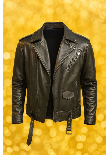 Erkek Hakiki Kuzu Deri Ceket Fermurlı Kemerli Mont fırsatları