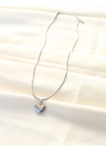 316L Çelik Gümüş Renk Kalp Kolye fiyatları