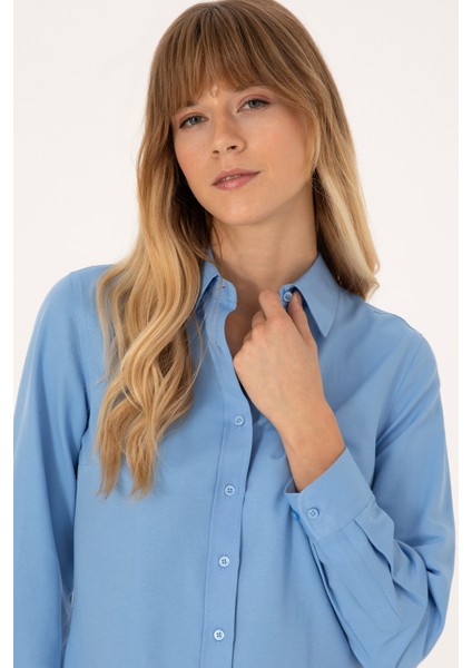 Kadın Açık Mavi Gömlek Basic 50316711-VR003 fiyatları