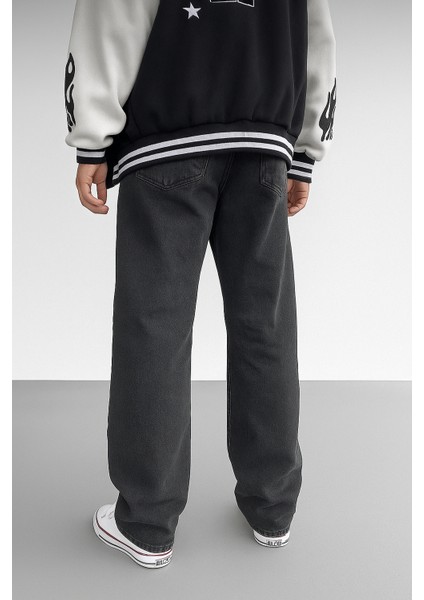 Erkek Koyu Füme Baggy Oversize Geniş Paça Jean Kot Pantolon modelleri