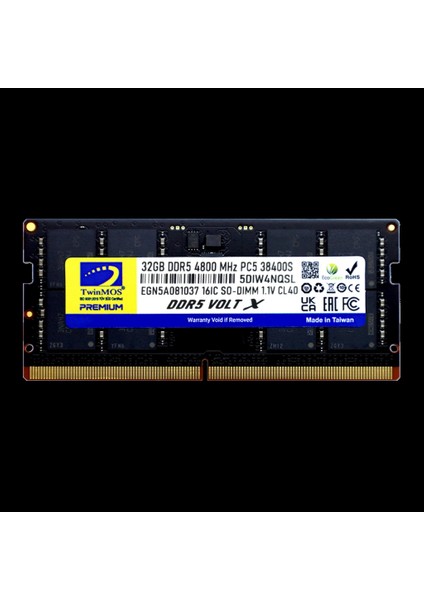 TMD532GB4800S40, 32GB, Ddr5, 4800MHZ, CL40, 1.1V Notebook Ram