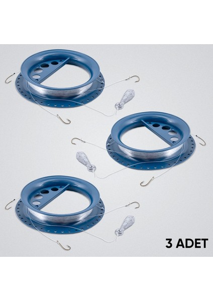 Sazan El Oltası Takımı - Büyük Kasnak - 3 Adet - 3 Iğneli - Dip Olta - Kurşunlu