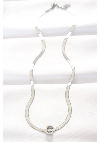 316L Çelik C Harfli Silver Renk Italyan Zincirli Kolye fiyatları