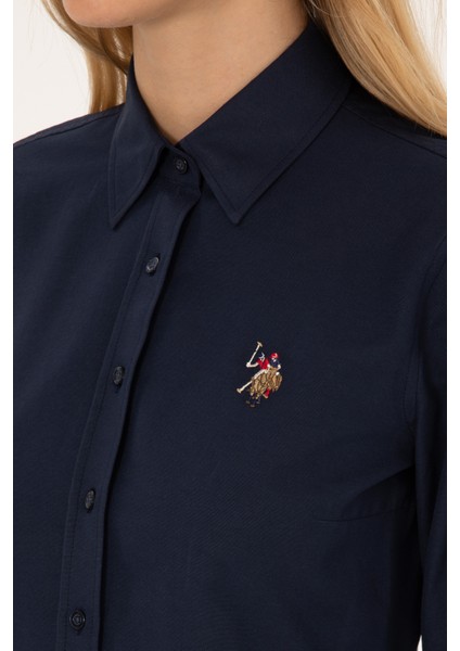 Kadın Lacivert Gömlek Basic 50308043-VR033