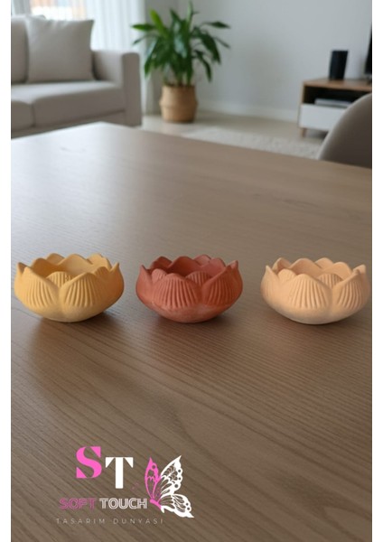 Soft Lotusçiçeği Dekoratif Obje, Mumluk, Minimal Saksı, Depolama