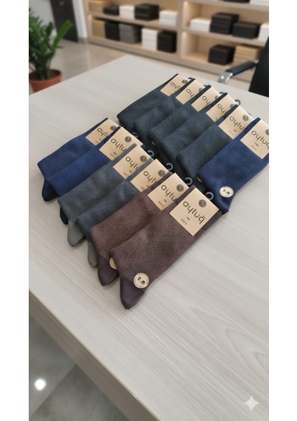 Bambu - Pamuk Erkek Soket Çorabı; Dikişsiz; Kışlık ; 41-45 Numara; Asorti 12'li Kutu