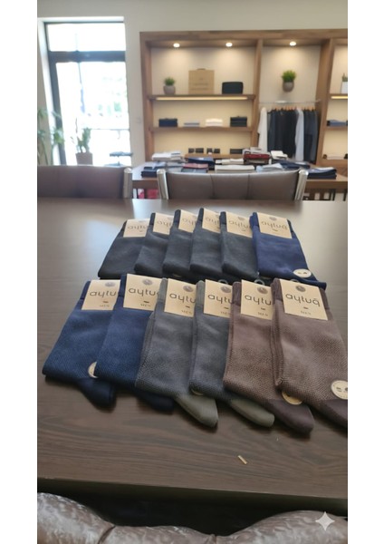 Bambu - Pamuk Erkek Soket Çorabı; Dikişsiz; Kışlık ; 41-45 Numara; Asorti 12'li Kutu modelleri