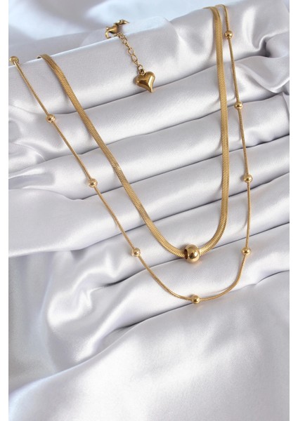 316L Çelik Gold Renk Italyan Zincir Model Topçuk Detay Kadın Kolye fiyatları