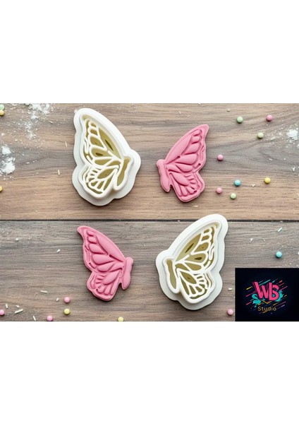 2'li Kelebek Kanadı Kurabiye Kalıbı ve Şeker Hamuru Şekillendirici